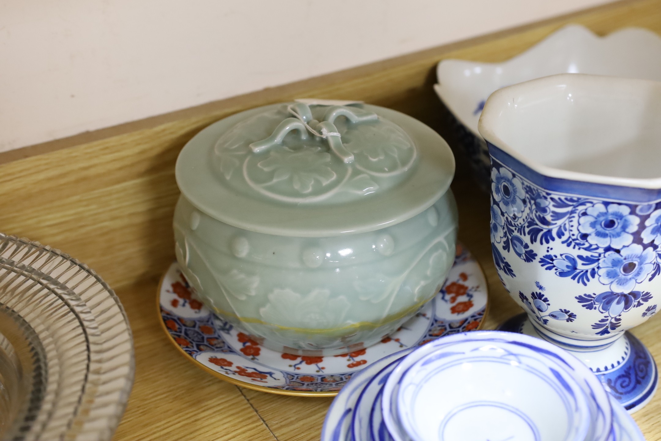 A Chinese celadon bowl and cover and tableware